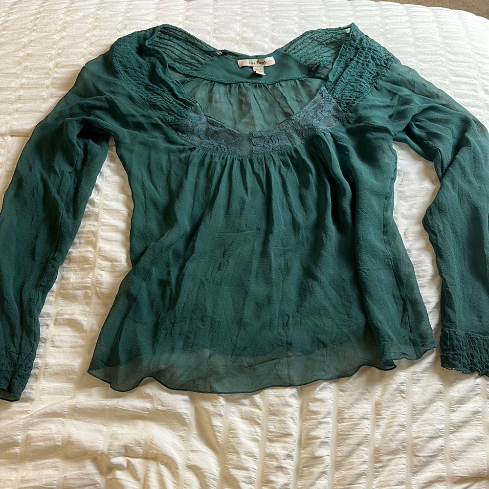 Free People Sheer Silk and Lace Top ✨